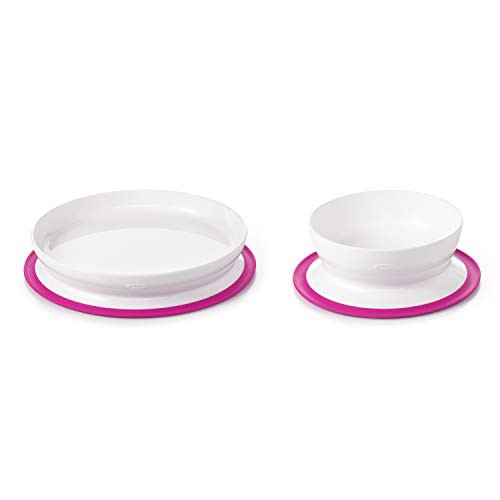 OXO Tot Stick and Stay Suction Plate and Bowl Bundle - Pink OXO Tot Stick and Stay Suction Plate and Bowl Bundle - Pink