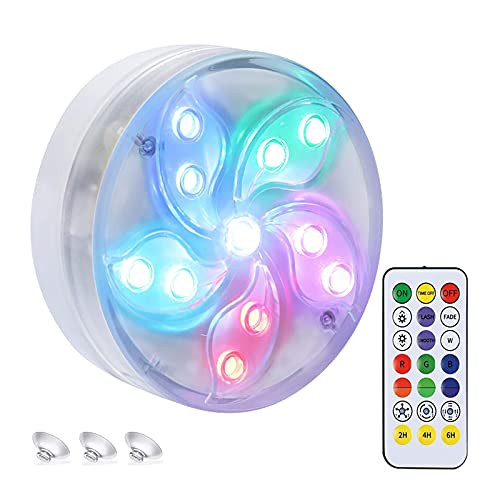 Submersible LED Lights - IP68 Waterproof Pool Pond Fountain Aquarium Vase Lights with Magnet Suction Cups, Underwater Color Changing Bathtub Light with RF Remote Submersible LED Lights - IP68 Waterproof Pool Pond Fountain Aquarium Vase Lights with Magnet Suction Cups, Underwater Color Changing Bathtub Light with RF Remote