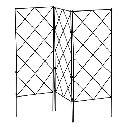 TRRAPLE 3Pcs Garden Trellis for Climbing Plants, Foldable Metal Garden Trellis Wire Lattice Grid Panels for Rose Vines, Climbing Plants