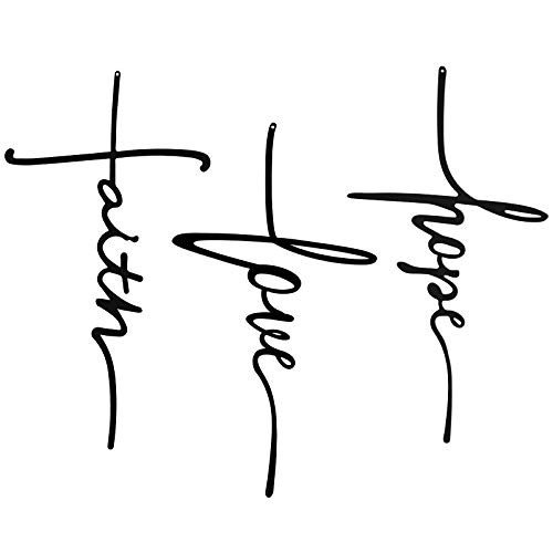 Faith Love Hope Cross Wall Sign Metal Decorative Hope Wall Cross Large Metal Spiritual Decorations for Home Religious Hanging Cross Wall Decor, Nice for Home and Presents -10 x 17 Inch-