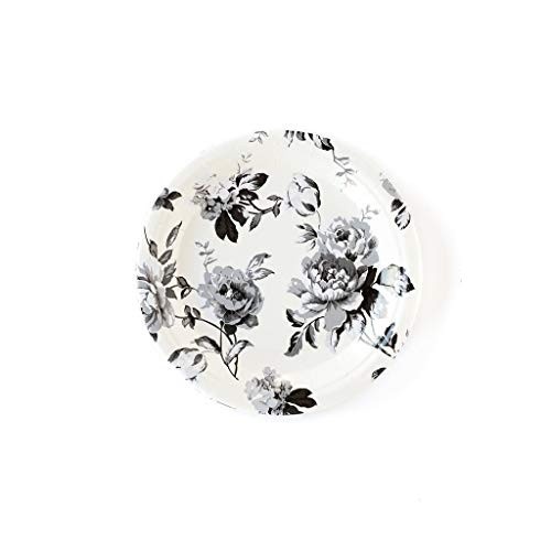 Rustic Wedding Decorations Paper Plates Dessert Plates Modern Farmhouse Decor Black Party Decorations Floral Napkins 7" Round Pk 24