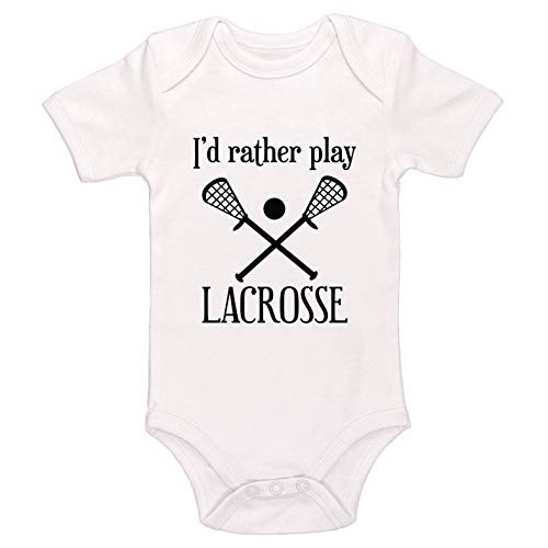 Kinacle I'd Rather Play Lacrosse Baby Bodysuit -6-12 Months, White-
