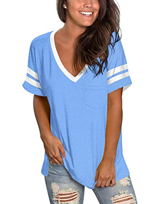 MOLERANI Women's Casual Short Sleeve Round Neck Loose Tunic T Shirt Blouse Tops -2XL, Y-Sky Blue- MOLERANI Women's Casual Short Sleeve Round Neck Loose Tunic T Shirt Blouse Tops -2XL, Y-Sky Blue-