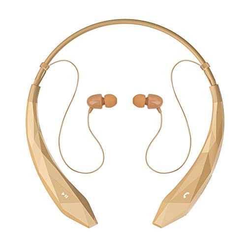 Bluetooth Headphones, ThreeMay Wireless Neckband Headset V4.0 Stereo Noise Cancelling Magnetic Earbuds with Mic-Gold Bluetooth Headphones, ThreeMay Wireless Neckband Headset V4.0 Stereo Noise Cancelling Magnetic Earbuds with Mic-Gold