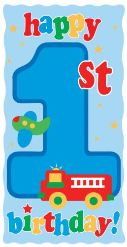 Creative Converting Party Decoration Diecut Sign, Fun at One 1st Birthday, Blue