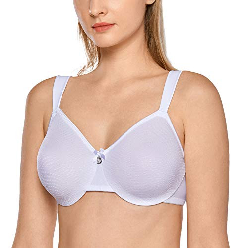 DELIMIRA Women's Full Coverage Non-Padded Plus Size Support Underwire Minimizer Bra White 36F