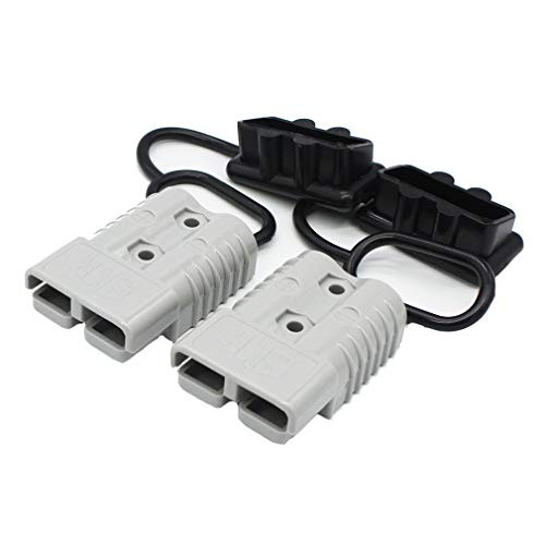 X-Haibei Pair 175 Amp 1/0 Gauge Battery Quick Connector Gray, Jumper Cables Winch Quick Disconnect Plug with Waterproof Caps for Trailer