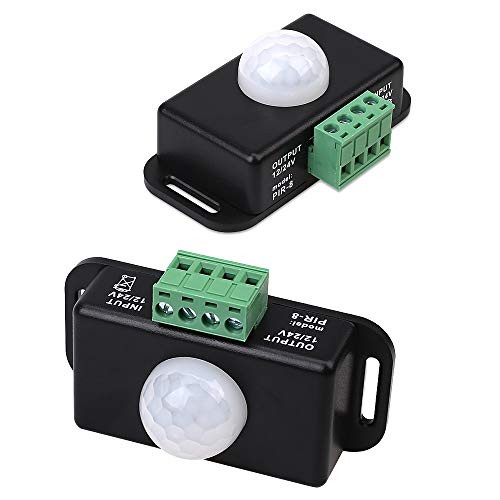 Samxu Strip Light Motion Sensor Switch, DC12V~24V Infrared Motion Sensor Detector Switch for Cupboard Cabinet Kitchen Stairs -2 Pack-