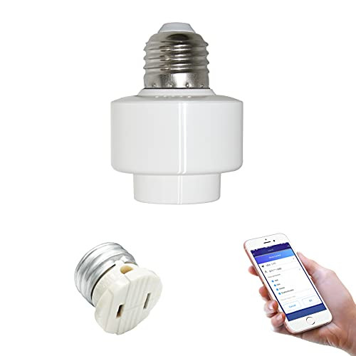 Smart WiFi Bulb Socket Lamp Holder E26/ E27 Led Light Adapter Remote Switch Voice Control Compatible With Alexa/Google Home w. UL Listed Lamp Screw in Adapter -WIFI-