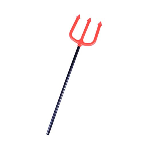 Amosfun Devil Pitchfork with Handle Plastic Pitchfork Costume Halloween Cosplay Accessory Party Decoration Supplies Red