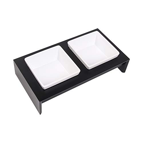 Pet Raised Ceramic Double Feeding Bowls Dog Cat Food Feeding Bowl with Wood Shelf Elevated Dog Cat Feeding Bowls Pet Raised Ceramic Double Feeding Bowls Dog Cat Food Feeding Bowl with Wood Shelf Elevated Dog Cat Feeding Bowls