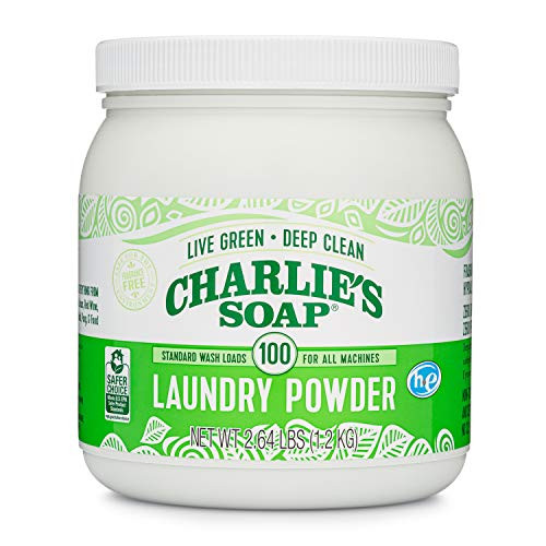 Charlie's Soap Laundry Powder 100 Load Jar - Refillable Eco-Friendly Fragrance Free Hypoallergenic Deep Cleaning Laundry Powder  Biodegradable Laundry Detergent That is Both Safe and Effective