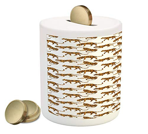 Ambesonne Jaguar Piggy Bank, Watercolor Style Composition of Exotic Animals Hand Drawn Design, Printed Ceramic Coin Bank Money Box for Cash Saving, Pale Brown and Brown Ambesonne Jaguar Piggy Bank, Watercolor Style Composition of Exotic Animals Hand Drawn Design, Printed Ceramic Coin Bank Money Box for Cash Saving, Pale Brown and Brown