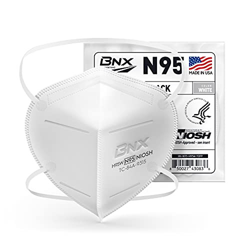 BNX N95 Mask NIOSH Certified MADE IN USA Particulate Respirator Protective Face Mask -10-Pack, Approval Number TC-84A-9315 / Model H95W- White