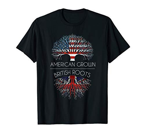 British Roots American Grown England us flag Christmas gift T-Shirt
