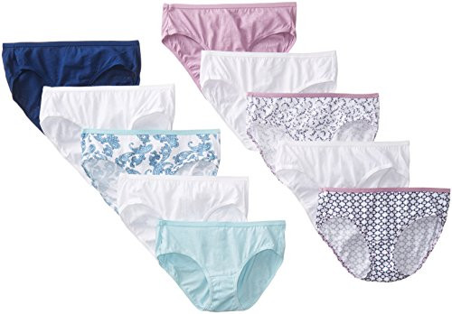 Hanes Women's 10 Pack Cotton Hipster Panty, Assorted, 5