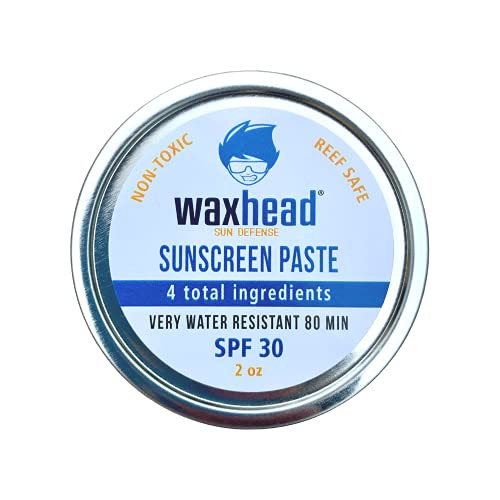 Waxhead Sunscreen Paste - Coral Reef Safe Sunscreen Zinc Oxide, Safe Sunscreen Hawaii, Safe Sunscreen for Kids and Adults, Surfing Sunscreen, Travel Size -SPF 30, 2oz-