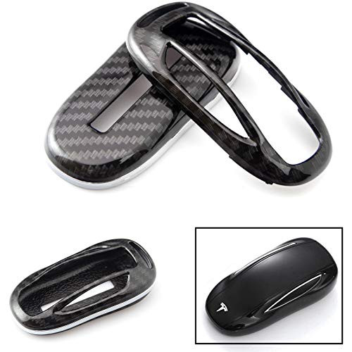 Xotic Tech Carbon Fiber Pattern Key FOB Cover Hard Shell Case for Tesla Model X Keyless Remote