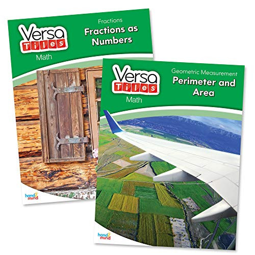 hand2mind VersaTiles Math 3rd Grade Workbook Bundle, Fractions and Geometry, Perimeter and Area, Fractions as Numbers, Early Math, Math Books, 3rd Grade Homeschool Supplies -Pack of 2 Books-