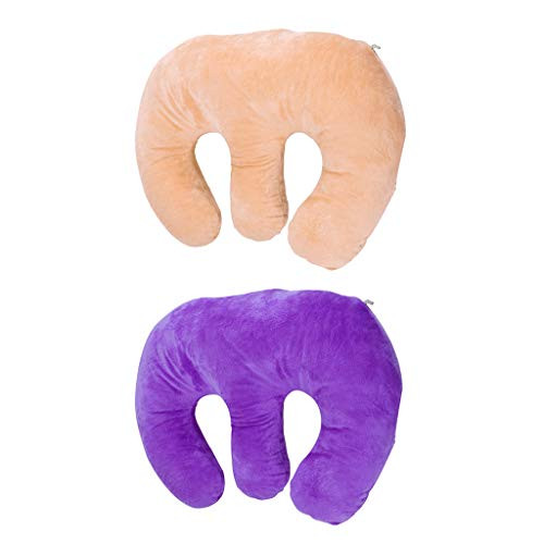 F Fityle 2Pcs Soft Massage Chest Pillow Pad, Face Cradle Cushion for Massage Tables and Chairs - Brown and Purple