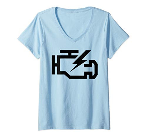 Womens Check Engine Light Symbol Funny Auto Mechanic for men women V-Neck T-Shirt Womens Check Engine Light Symbol Funny Auto Mechanic for men women V-Neck T-Shirt