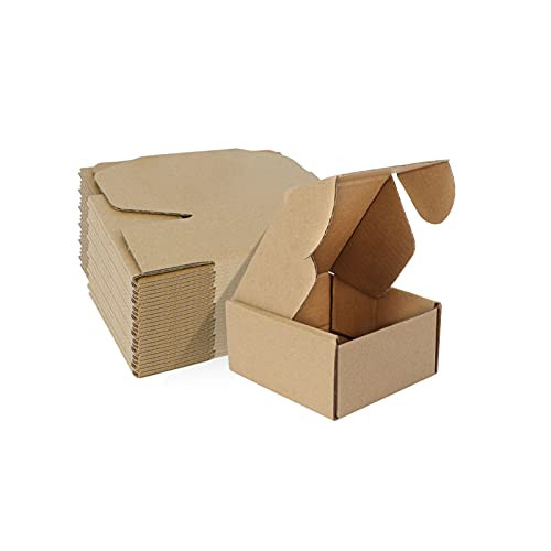 MEBRUDY 4x4x2 Inches Shipping Boxes Pack of 25, Small Corrugated Cardboard Box for Mailing Packing Literature Mailer