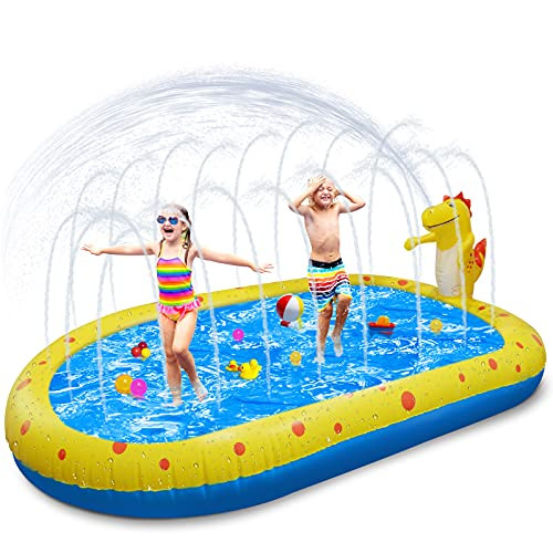 Kakashi Inflatable Splash Pad Large 68, 3 in 1 Sprinkler for Kids, Toddler Kiddie Pool Wading Swimming Outdoor Water Toys