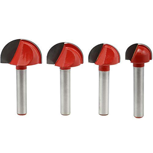 1/4 Inch Shank Round Nose Cove Box Router Bits, Solid Carbide Double Flute Woodworking Cutters CNC Tools- 5/8" 3/4" 7/8" 1" Cutting Diameter Round Nose Router Bits - 4 Pcs 1/4 Inch Shank Round Nose Cove Box Router Bits, Solid Carbide Double Flute Woodworking Cutters CNC Tools- 5/8" 3/4" 7/8" 1" Cutting Diameter Round Nose Router Bits - 4 Pcs