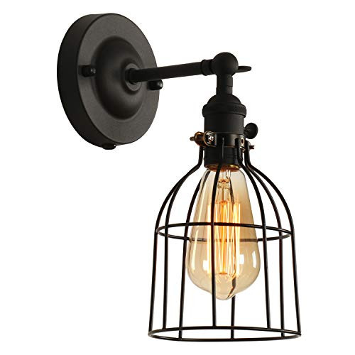 AILIN Premium Retro Industrial Edison Simplicity Metal Wire Cage Wall Sconce Light Fixture?Upgrade Black Finish Metal Wire Cage Shade, Unique Vintage Swing Arm Wall Lamp, E26 Base, 1 Light AILIN Premium Retro Industrial Edison Simplicity Metal Wire Cage Wall Sconce Light Fixture?Upgrade Black Finish Metal Wire Cage Shade, Unique Vintage Swing Arm Wall Lamp, E26 Base, 1 Light