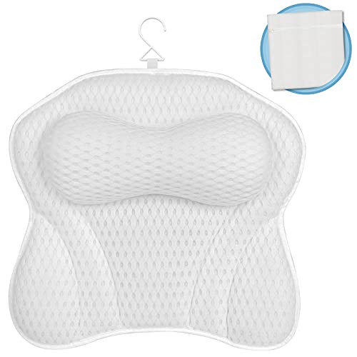 Perber Bathtub Pillow - 4D Bath Pillow for Tub Neck and Back Support - Hot Tub Pillow Spa Pillow - Hot Tub Headrest with 6 Suction Cups for Shower and Home Spa - Bath Accessories