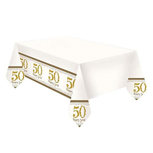 Amscan International 9902215 1.3 x 2.6 M Sparkling Golden Anniversary Plastic