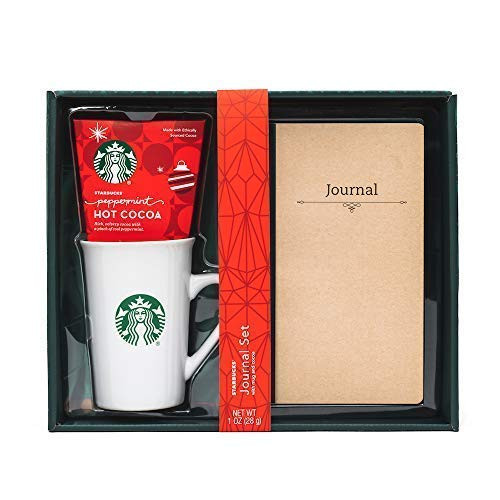 Starbucks Hot Cocoa with Mug and Journal Set | Includes Starbucks Peppermint Hot Cocoa Mix, Reusable Ceramic Starbucks Mug and Notebook
