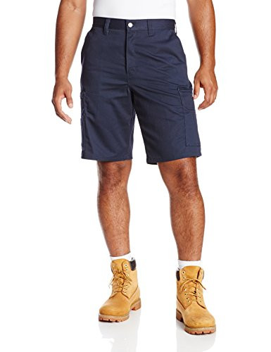 Dickies Occupational Workwear LR337NV 38 Cotton Relaxed Fit Men's Industrial Cargo Short with Metal Tack Closure, 38" Waist Size, 11" Inseam, Navy