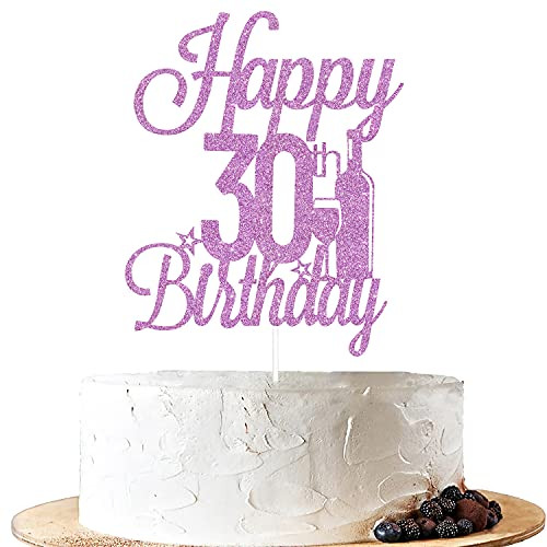Happy 30th Birthday Cake Topper-Hello 30/Cheers to 30 Years-30th Birthday/Party Decorations Supplies-Rose gold- Happy 30th Birthday Cake Topper-Hello 30/Cheers to 30 Years-30th Birthday/Party Decorations Supplies-Rose gold-
