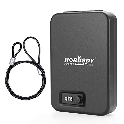 HORUSDY Lockbox for Guns and Valuables,Portable Security Case Lock Box Safe with Combination Lock