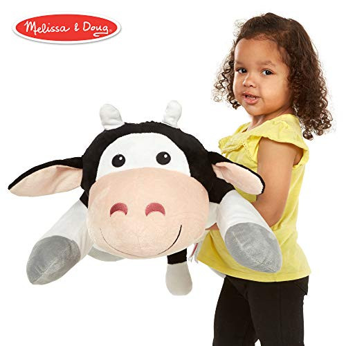Melissa & Doug Cuddle Cow Jumbo Plush Stuffed Animal (Pillow Toy, Reusable Activity Card, Nametag, Over 2 Feet Long)