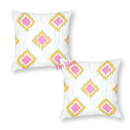 Decorative Pillow Covers Painterly Ikat in Pink and Orange Throw Pillow Case Cushion Cover Home Office Decor,Square 20 X 20 Inches