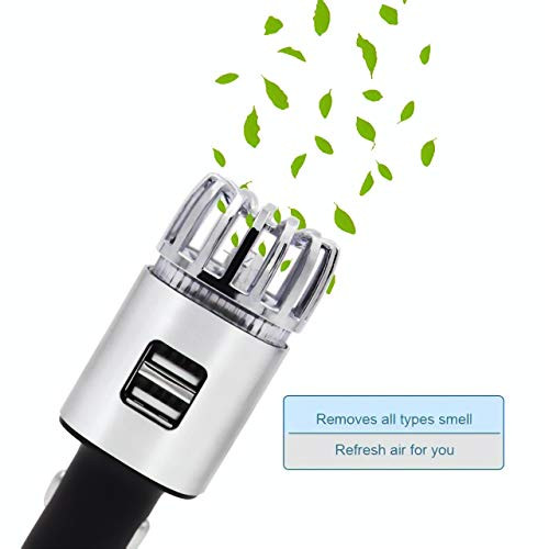 Car Air Purifier Stainless Steel HEPA Filter car ionizer USB car Charger 3.0 dual port-Eliminate Cigarette Smoke,Bad odors,Allergens,Pet smell,Pollen,Bacteria,Anti-Microbial Deodorizer (Black) Car Air Purifier Stainless Steel HEPA Filter car ionizer USB car Charger 3.0 dual port-Eliminate Cigarette Smoke,Bad odors,Allergens,Pet smell,Pollen,Bacteria,Anti-Microbial Deodorizer (Black)