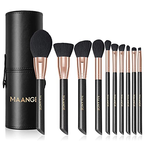 Makeup Brushes 10PCs Makeup Brush Set Premium Synthetic Foundation Brush Blending Face Powder Blush Concealers Eye Shadows Blush Makeup Brushes with Holder Set -Rose Golden-