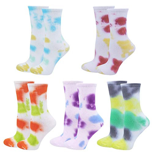 Bellady Women's Tie-Dye Socks 5 Pack, Casual Cotton Crew Floor Sock, Unisex Tie Dye Home Sleeping Socks Bellady Women's Tie-Dye Socks 5 Pack, Casual Cotton Crew Floor Sock, Unisex Tie Dye Home Sleeping Socks