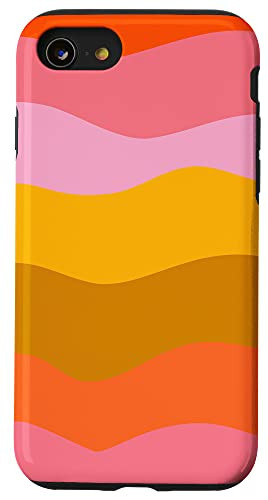 iPhone SE -2020- / 7 / 8 Cute Boho Summer Abstract Swirl Shapes in Pink Orange Yellow Case