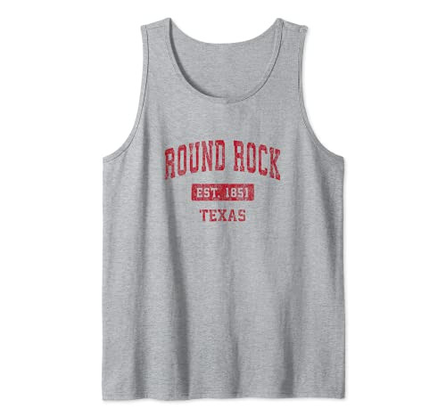 Round Rock Texas TX Vintage Sports Design Red Design Tank Top