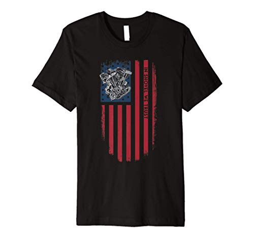 Vintage HD Motorcycle VTwin ShovelHead Engine American Flag Premium T-Shirt