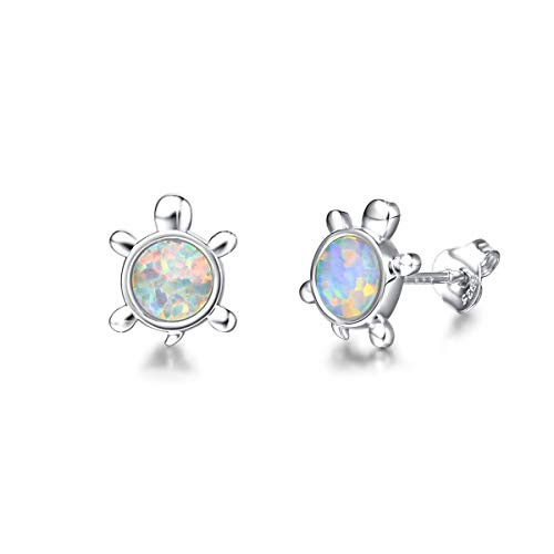 FANCIME 925 Sterling Silver Sea Turtle Stud Earrings Created Opal Earrings Samll Dot Round Disc Minimalist Jewelry for Women Girls FANCIME 925 Sterling Silver Sea Turtle Stud Earrings Created Opal Earrings Samll Dot Round Disc Minimalist Jewelry for Women Girls