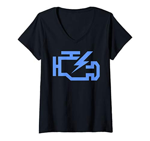 Womens Check Engine Light Symbol Auto Mechanic Funny Car Lover V-Neck T-Shirt Womens Check Engine Light Symbol Auto Mechanic Funny Car Lover V-Neck T-Shirt