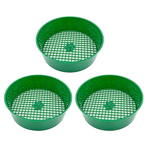 Garden Sieve Soil Sieve Plastic Garden Mesh Gardening Sifter Garden Riddle Mesh Seedling Tool Plastic for Gardening Green 3pcs