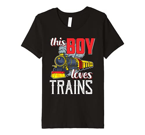 Kids Locomotive Steam Engine Railfan Gift -This Boy Loves Trains Premium T-Shirt Kids Locomotive Steam Engine Railfan Gift -This Boy Loves Trains Premium T-Shirt