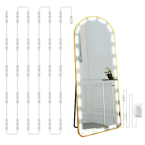 Hollywood Glam Led Vanity Lights Kit, 14ft Dimmable Vanity Mirror Lights, for Full Body Mirror and Bathroom Wall Mirror Lighting, Plug in Floor Mirror Lights with Power Supply, -Mirror not Inlcuded-