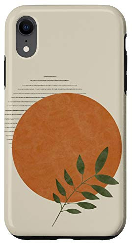 iPhone XR Aesthetic Boho Red Orange Moon Plant Case