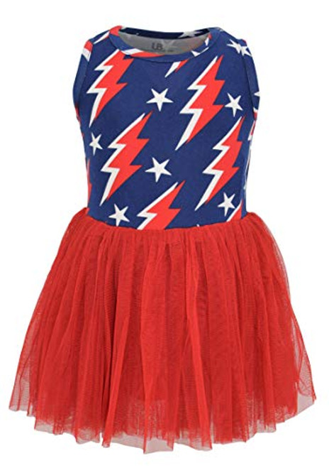 Unique Baby Girls Summer 4th of July Patriotic Stars Lightning Tutu Dress -7-